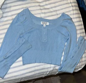Frankies Bikinis Blue Long-sleeve Top thumbnail 1