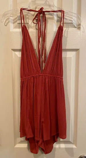 ASOS Linen Halter Neck Romper thumbnail 4