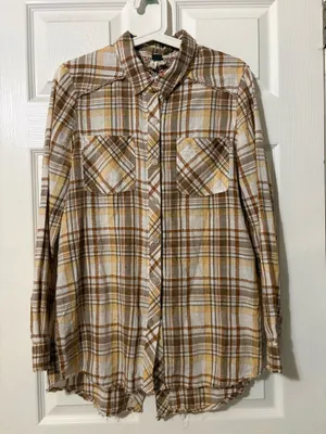 We the free yellow plaid Y2K cowgirl button down medium thumbnail 1