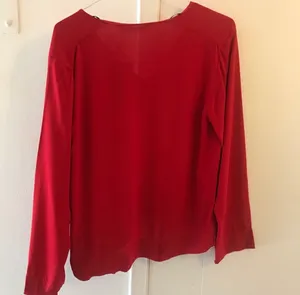 Zara Red V-Neck Long Sleeve Blouse Top XS thumbnail 3