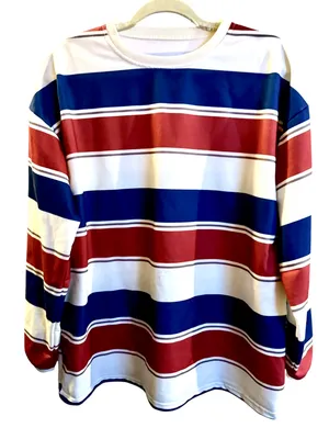 Boomny Unisex Long Sleeve Striped Boxy Crew Neck Shirt thumbnail 3