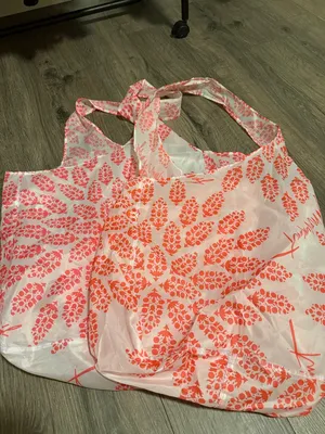 Free People Reusable Pink/Coral Leaf-Print Tote Bag lot thumbnail 2