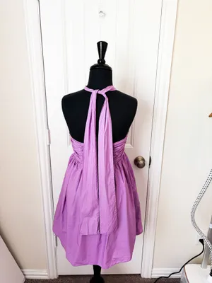 Endless Rose Lilac Halter Ruched Babydoll Mini Dress Size Medium thumbnail 4