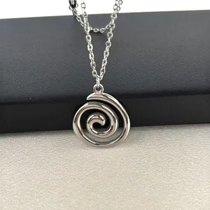 Spiral Pendant Necklace for Men Women Simple Design Streetwear Unisex Style thumbnail 3