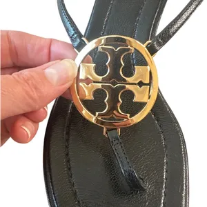 Tory Burch Metal Miller‎ Ankle Strap Sandals Black Gold Medallion 7 thumbnail 10