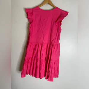 antonio melani Large Pink V Neck Flutter Sleeve A Line Linen Blend‎ Dress CP thumbnail 2
