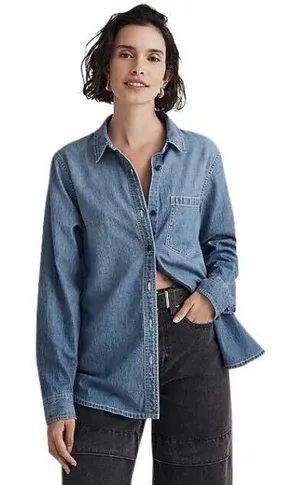 Madewell Light Wash Denim Chambray Button Down Size XS EUC!! thumbnail 1