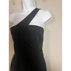 Nicholas Black One Shoulder Asymmetric Slit Midi Cocktail Dress Womens‎ US 8 thumbnail 3