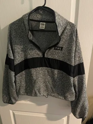 Victoria's Secret PINK Quarter-Zip Pullover Grey thumbnail 1