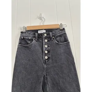 Abercrombie‎ Fitch Ultra High Rise Crop Button Fly Jeans Charcoal Wash Size 24 thumbnail 6