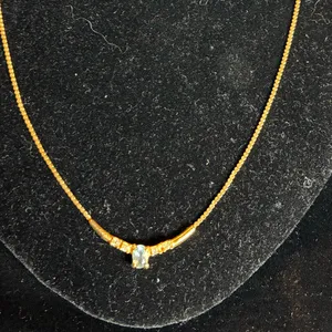 Gold tone Necklace with Blue Gemstone 18” thumbnail 2