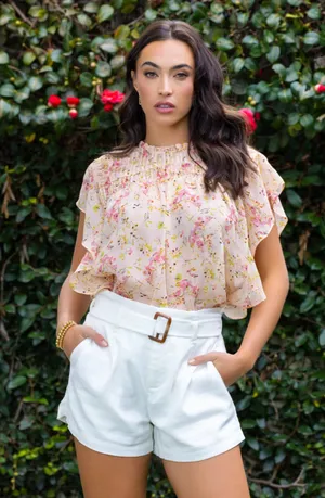 NWT Bishop and Young Shelby Flutter Sleeve Blouse thumbnail 1