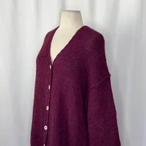 NWT!! FREE PEOPLE Marina SoftSpun Cardi Cardigan Sweater Purple Wine Alpaca S thumbnail 7