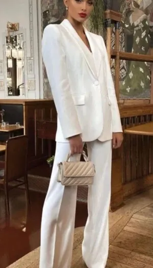 ZARA blazer white waisted tailored tuxado suit jacket thumbnail 6