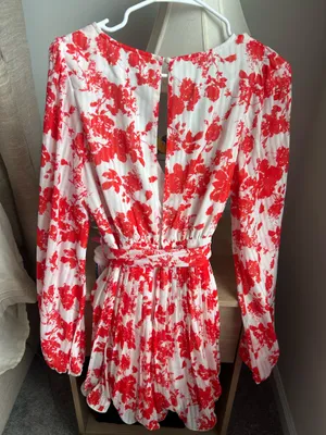 Boutique Floral Romper Red thumbnail 3