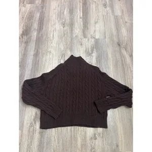 Sunday Best Aritzia Lottie Brown Merino Wool Cable Knit Sweater Size Small Women thumbnail 4