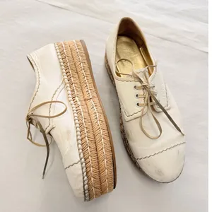 Prada 2024 Leather Platform Espadrilles EU 37.5 US 7.5‎ Off-White thumbnail 4