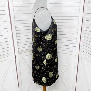 Forever‎ 21 Floral Satin Jacquard Mini Slip Dress Black Gold Medium thumbnail 4