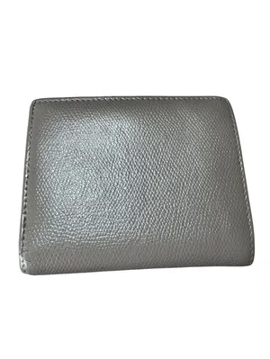 Fendi Gray Leather Card Holder Wallet with Gold Logo thumbnail 3