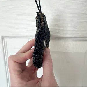 Vintage Art Deco handmade beaded black cat coin purse AS IS thumbnail 6