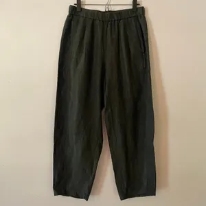 Eileen Fisher Gray Linen Loungewear Barrel Leg Lantern Pants Flowy Women size XS thumbnail 2