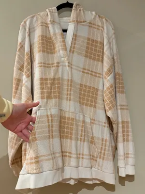 Aerie Oversized Plaid Fleece Hoodie thumbnail 6