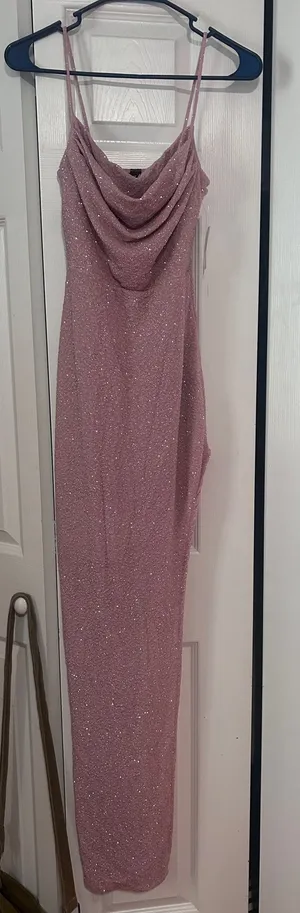 Pink Windsor Halter Maxi Dress with Slit thumbnail 1