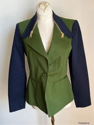Givenchy Paris Green Navy Moto Zip Jacket Size 40 thumbnail 1