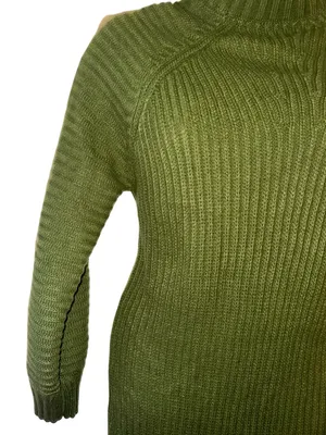 SHEIN Olive Ribbed Turtleneck Sweater Dress thumbnail 2