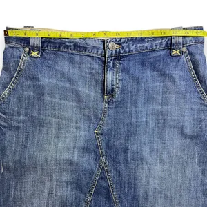 Banana Republic Y2K Medium Wash Denim Raw Hem &‎ Distressed Jean Skirt Size 10 thumbnail 6