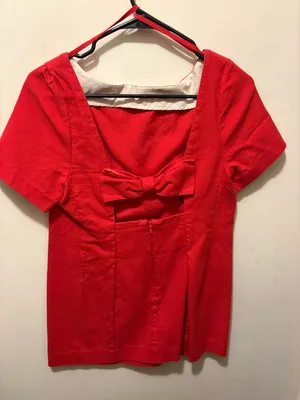 Maeve Bow shift red mini dress petite size 8 thumbnail 4