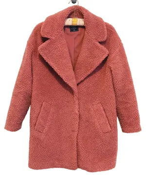 Abercrombie & Fitch Sherpa Teddy Fleece Over Coat XS Mauve Pink Cozy Soft Y2K thumbnail 1