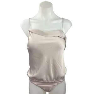ASTR The Label The Drape Pink Silk Satin Spaghetti Strap Sleeveless Bodysuit Top thumbnail 7