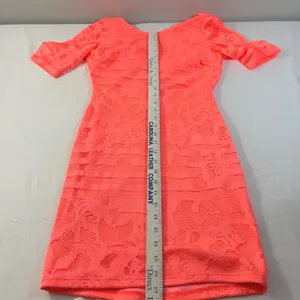 Windsor Neon‎ Coral Orange Floral Lace Open Back Bodycon Mini Dress Medium thumbnail 8