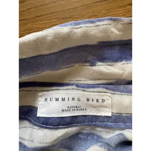 Humming Bird Women Size Measured Button Down Blouse‎ Short Sleeve Stripe Pocket thumbnail 3