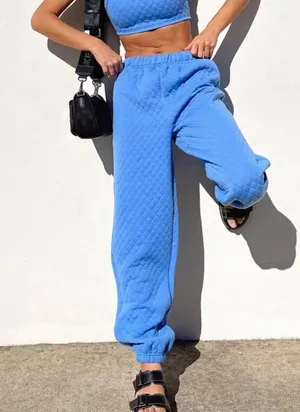 Princess Polly Arabella Blue Quilted Sweatpants Women’s 4 thumbnail 1