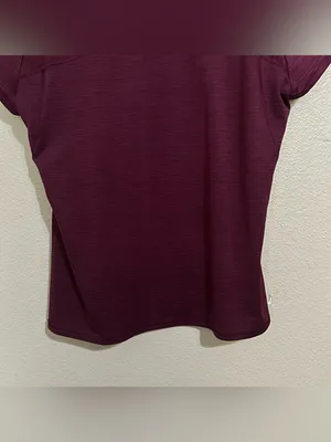 Athleta Burgundy Heathered Scoop Neck Short Sleeve Athletic Shirt Womens Size XL thumbnail 6