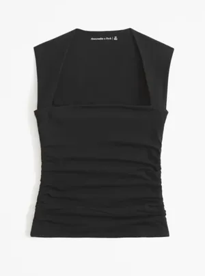 Abercrombie Black Ruched Tank Top thumbnail 2