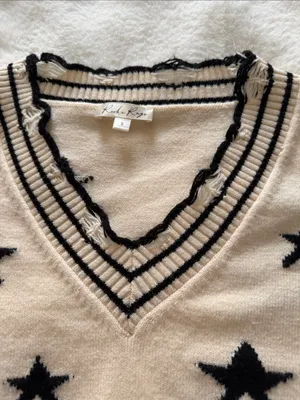 Rock N Rags THE SWEET LIFE SWEATER CREAM WITH BLACK STARS Size S thumbnail 7