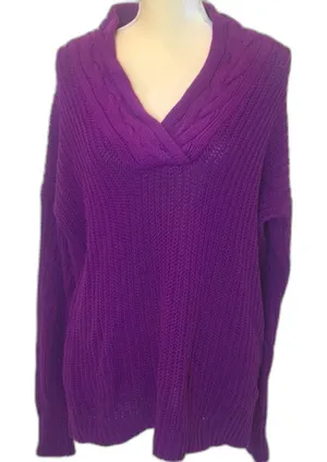 Lauren Ralph Lauren Chunky Knit Oversized‎ V-neck Sweater size large ladies thumbnail 1