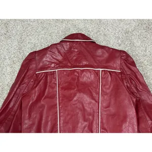 Vintage 80s Wilsons Red Genuine Leather Puff Sleeve Cropped Jacket Size 12 thumbnail 3