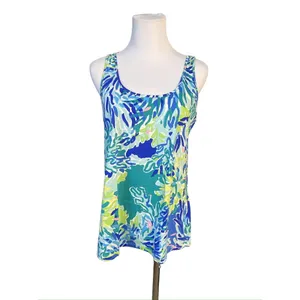 Lilly Pulitzer Kinsey Tank MEDIUM Wade & Sea Coastal Designer Blue‎ Green thumbnail 2
