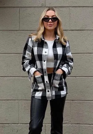 Princess Polly Plaid Shacket thumbnail 1