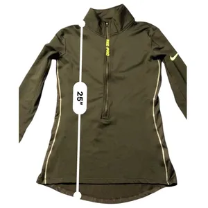 Nike Pro‎ Hyperwarm Womens Small Black Volt Yellow Half Zip Training To thumbnail 4