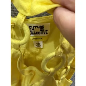Future Collective Women Dress 2 Yellow Linen Blend Ring Cut-Out Midi Sundress thumbnail 4