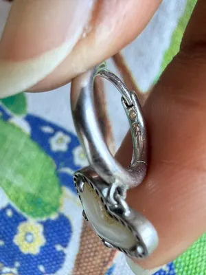 Karen Scott Silver Hoop Earrings with White Heart Charms thumbnail 3