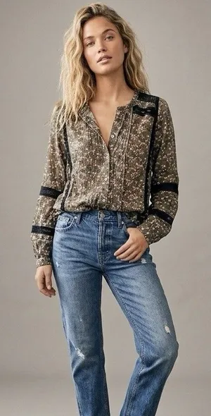 DOLAN Anthropologie Lorien Lace Peasant Blouse Small Fall Boho Chic Whimsigoth thumbnail 1