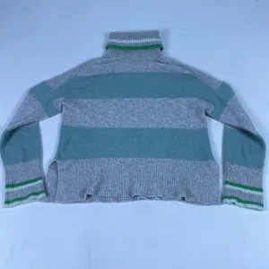 J Crew Sweater Womens XS Gray Green‎ Stripe Turtleneck Merino Alpaca Knit thumbnail 7