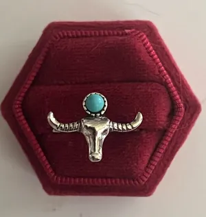 Bohemian Style Stainless Steel Silver Faux Turquoise Ring Size 8 NWT thumbnail 1
