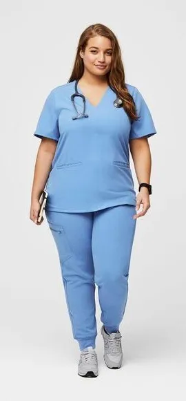Figs Casma Three Pocket Scrub Top Size L Ceil Blue Hospital Uniform Nurse thumbnail 1